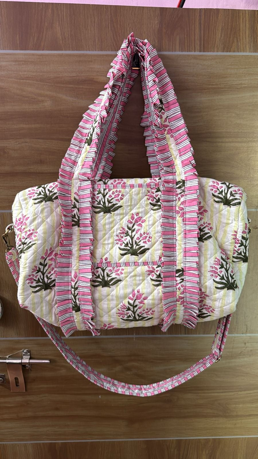 Ruffled Garden Block Print Quilted Bag Collection (shipping estimate 9/22)