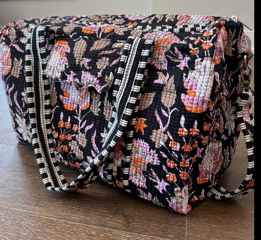 Block Print Quilted Duffel Bag