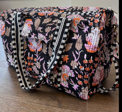 Block Print Quilted Duffel Bag