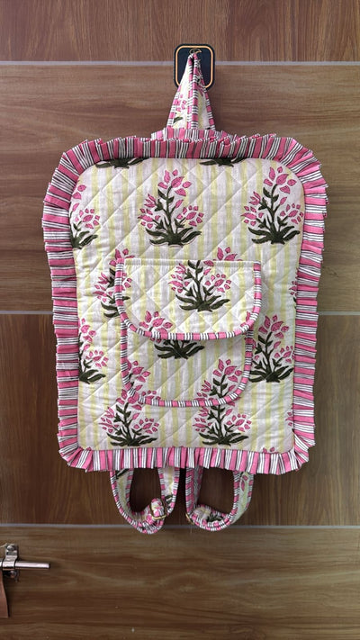 Ruffled Garden Block Print Quilted Bag Collection (shipping estimate 9/22)