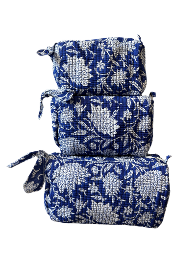 Block Print Cosmetic Bag Set, 3 Piece set