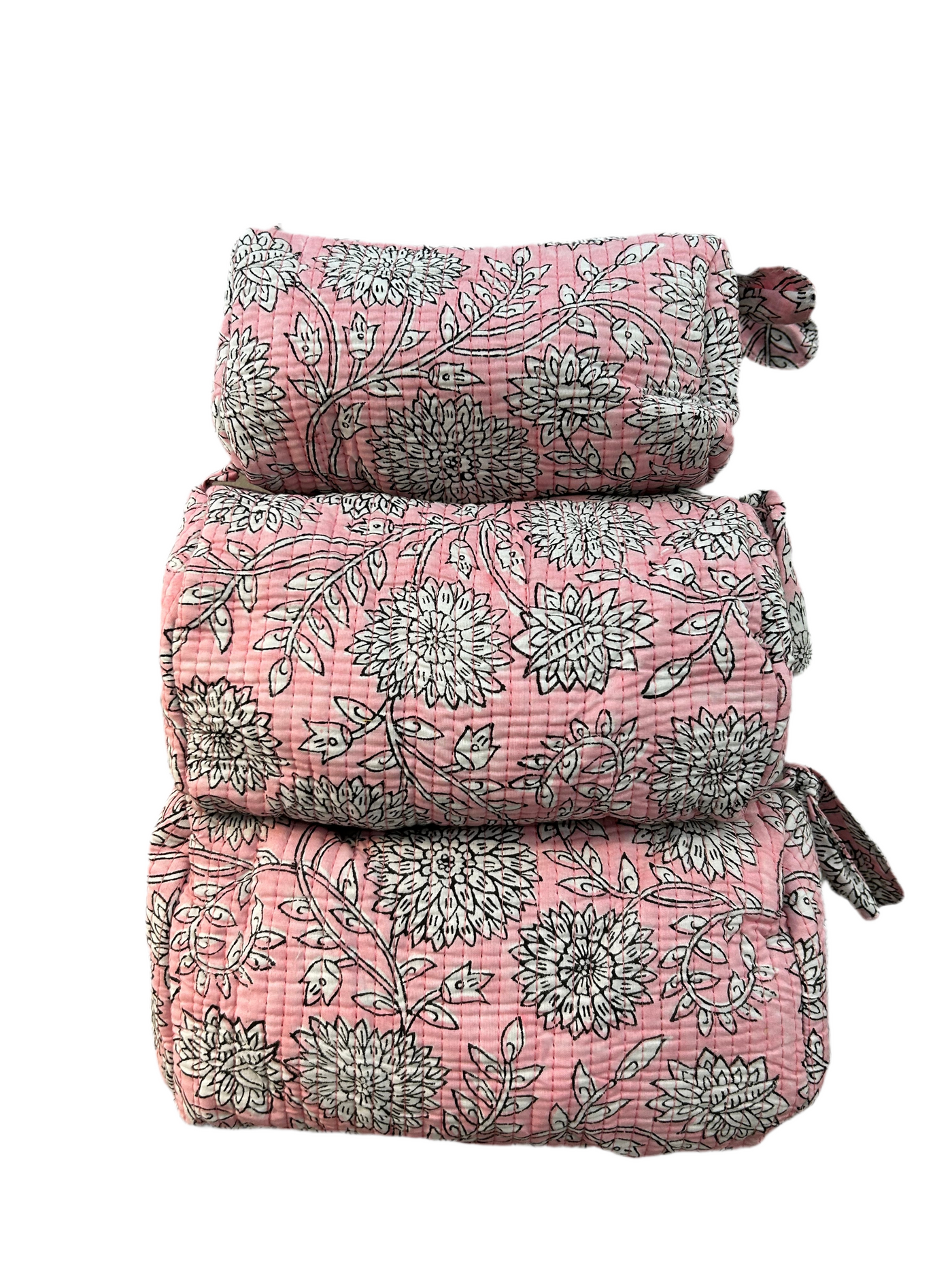 Block Print Cosmetic Bag Set, 3 Piece set