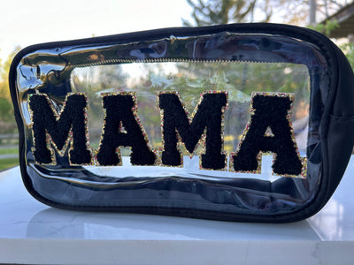 MAMA letter patch set, black and gold, set of 5