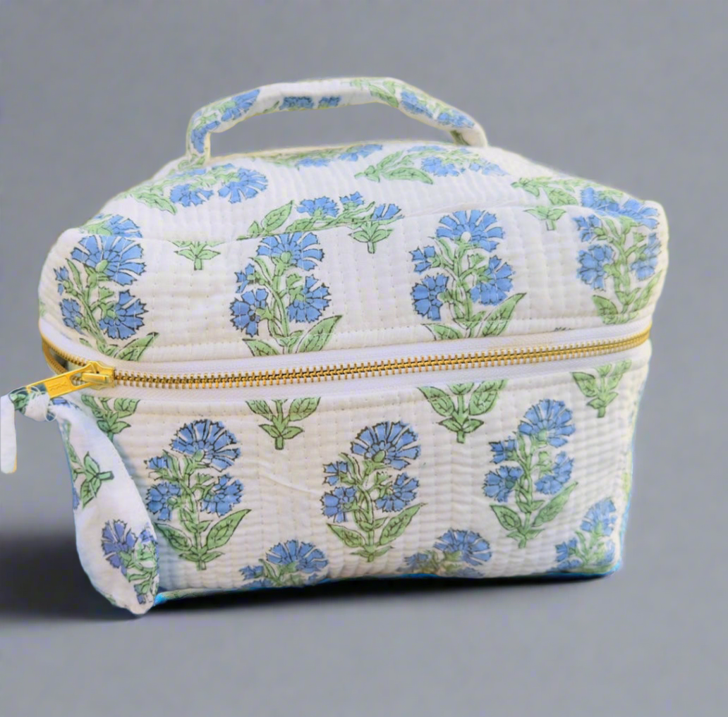 Blue Garden Block Print Bag Collection