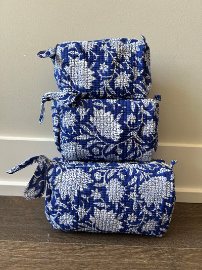 Block Print Cosmetic Bag Set, 3 Piece set