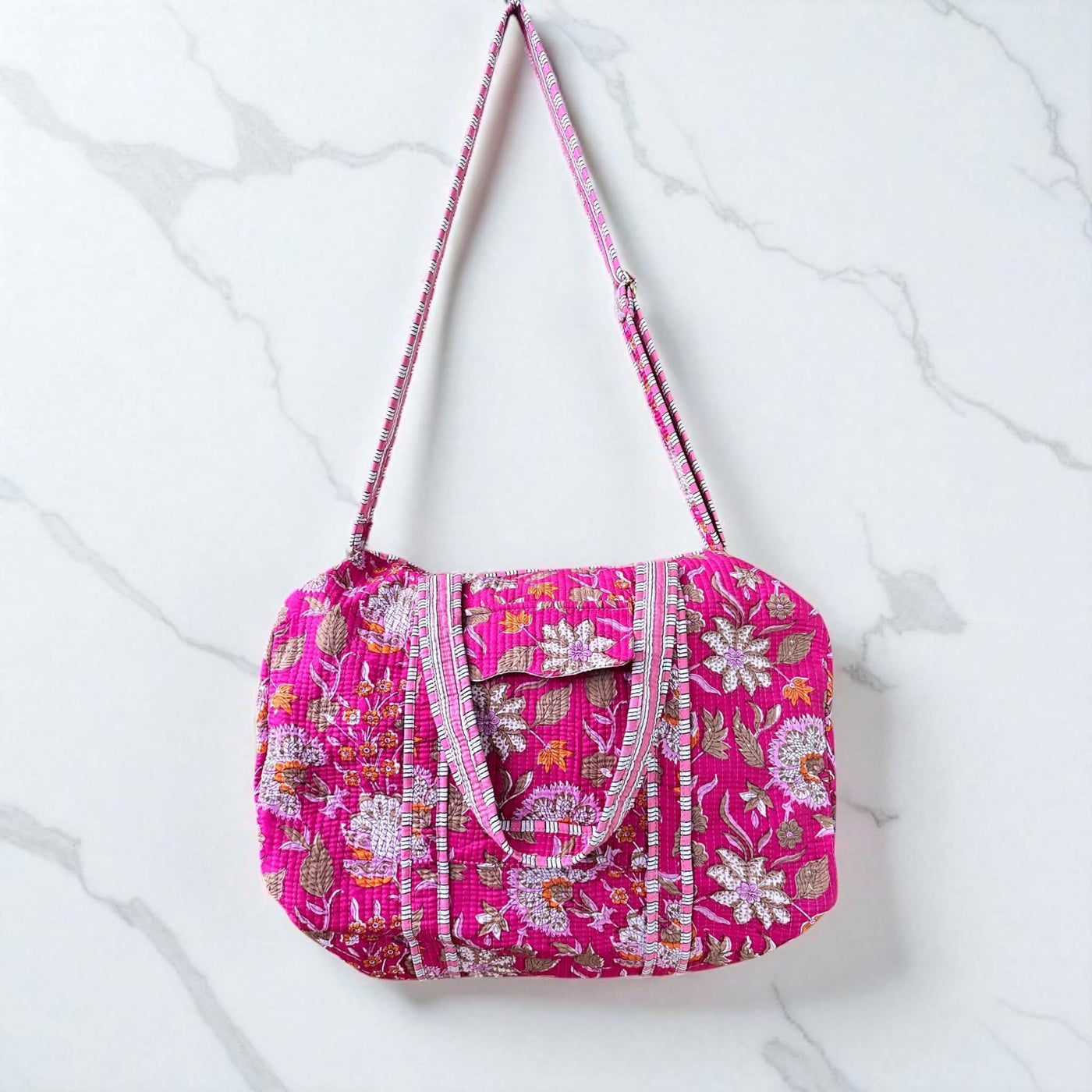 Block Print Quilted Duffel Bag