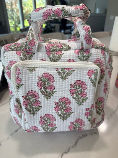Petal Pink Blossom Block Print Quilted Bag Collection