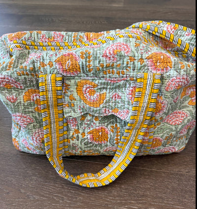 Block Print Quilted Duffel Bag