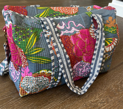 Block Print Quilted Duffel Bag