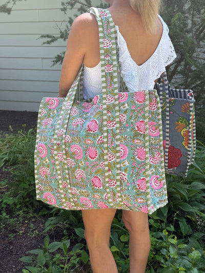 Garden Gala Block Print Quilted Bag Collection