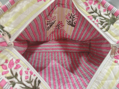 Ruffled Garden Block Print Quilted Bag Collection (shipping estimate 9/22)