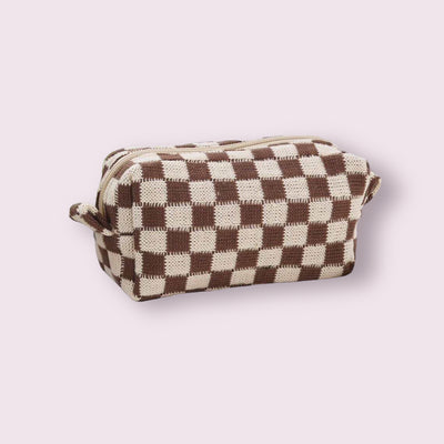 Checkered Small Cosmetic Bag