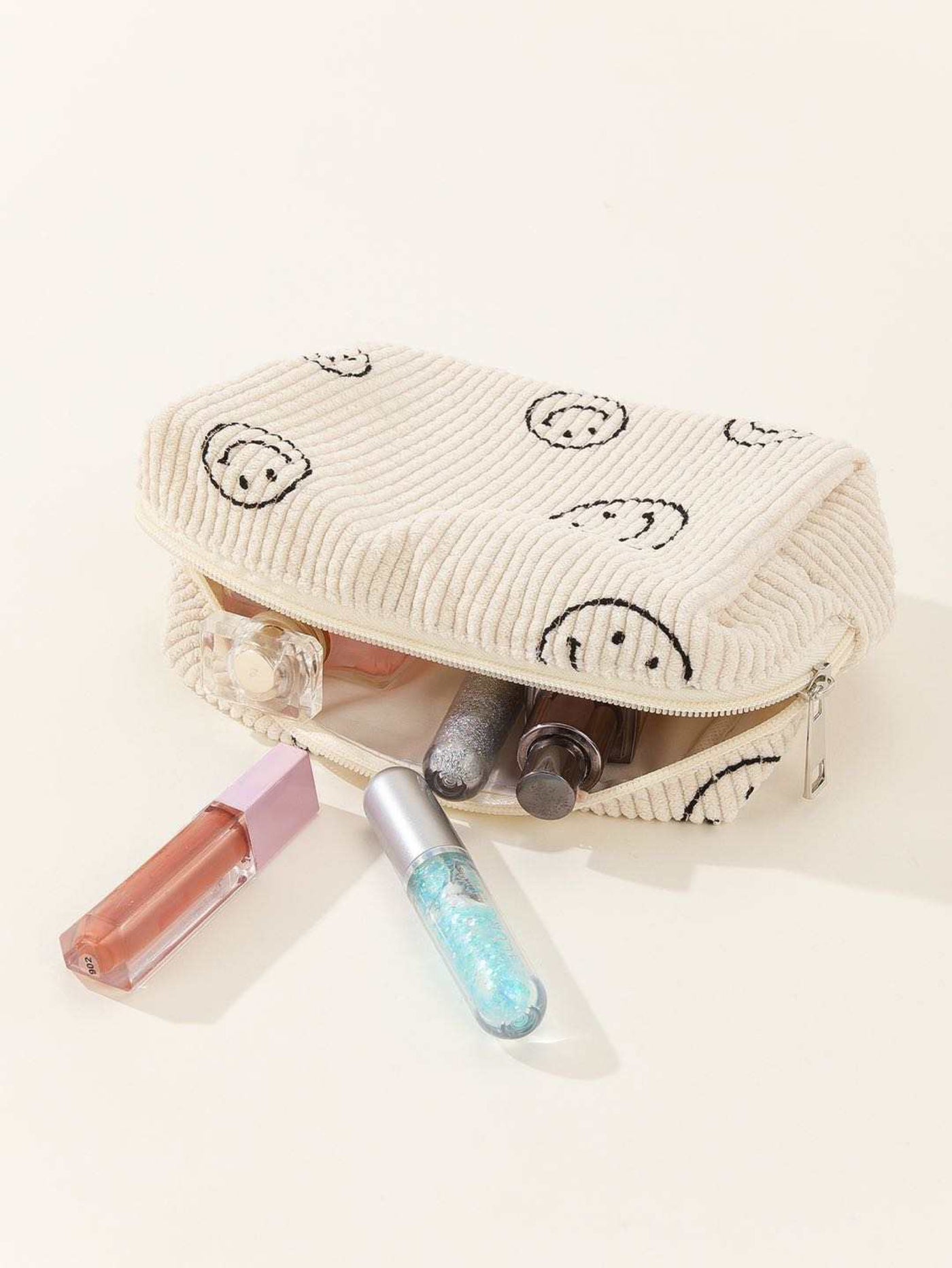 Small Corduroy Smile Cosmetic Bag