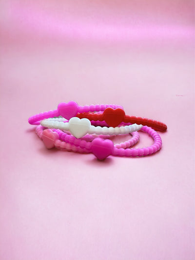 Silicone Heart Bracelets (5 pack)