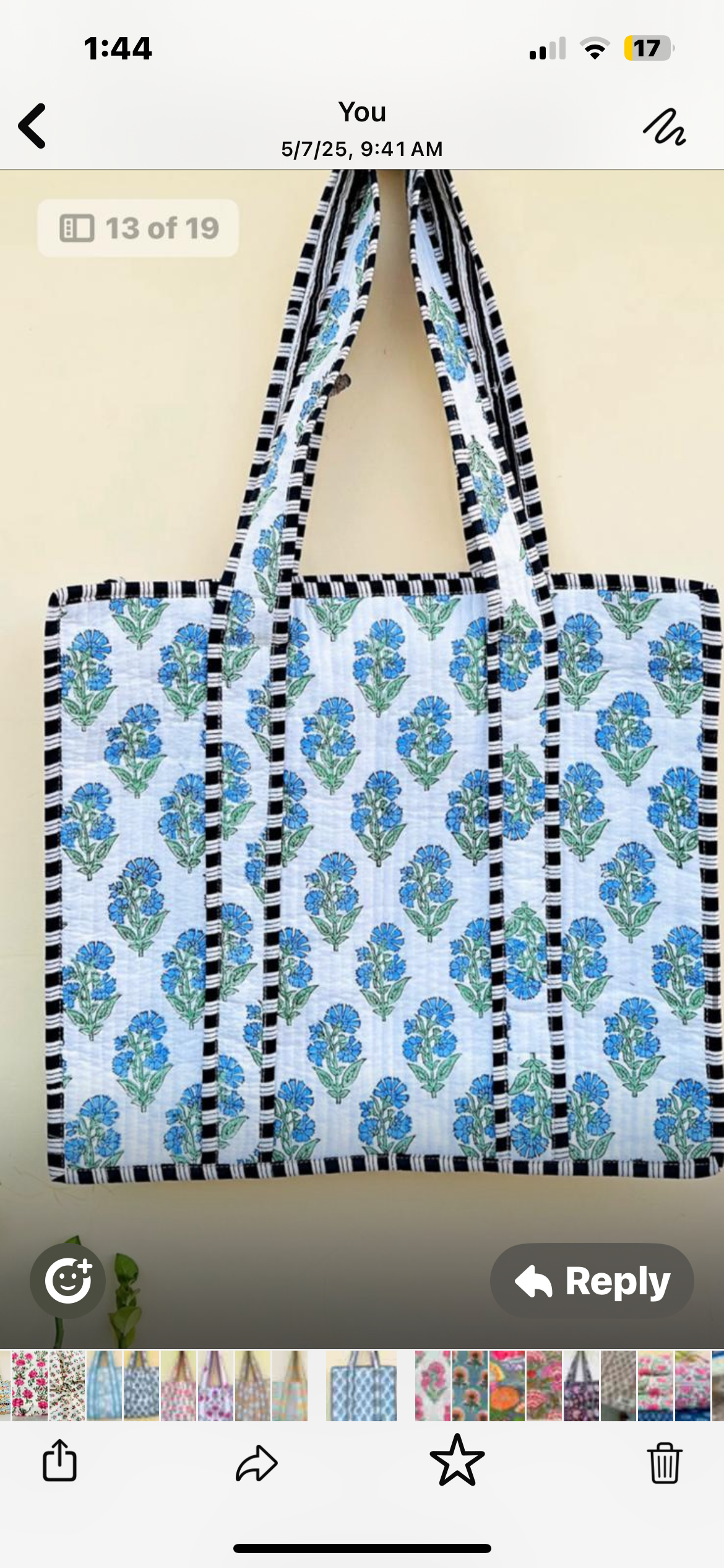 Blue Garden Block Print
